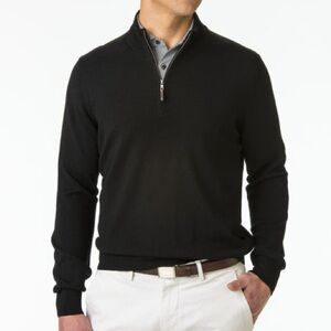 Fairway & Greene Baruffa Merino Wool Quarter Zip Sweater‎ Black Men’s XL